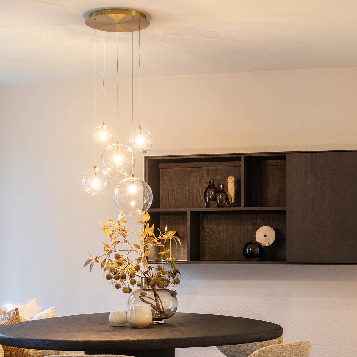 Hanglamp - Camau 5 antique brass