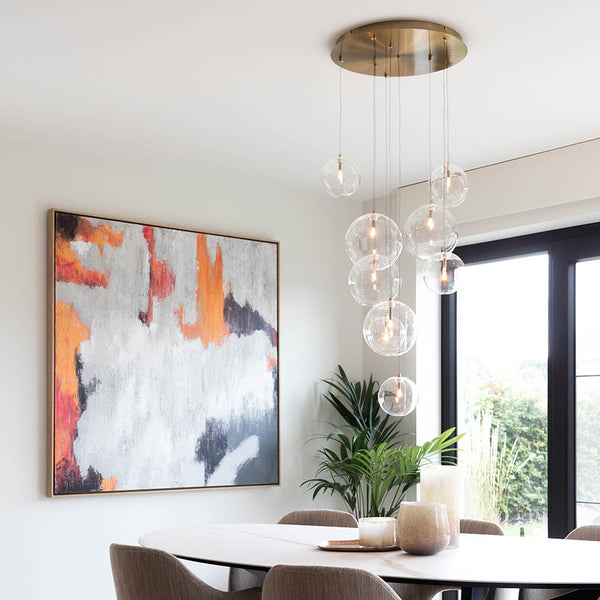 Hanglamp - Camau 9 antique brass