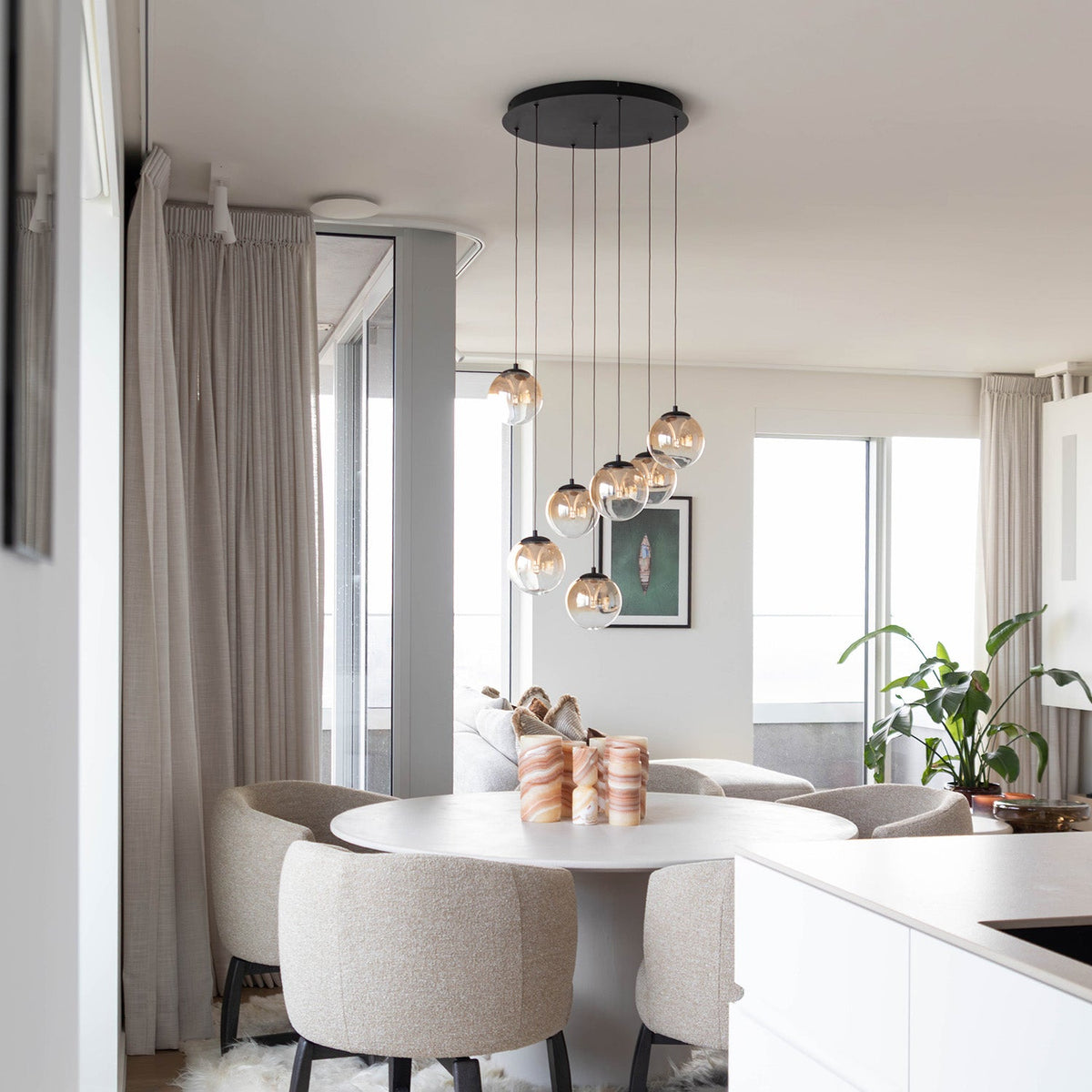 Hanglamp - Monza 7 rond zwart