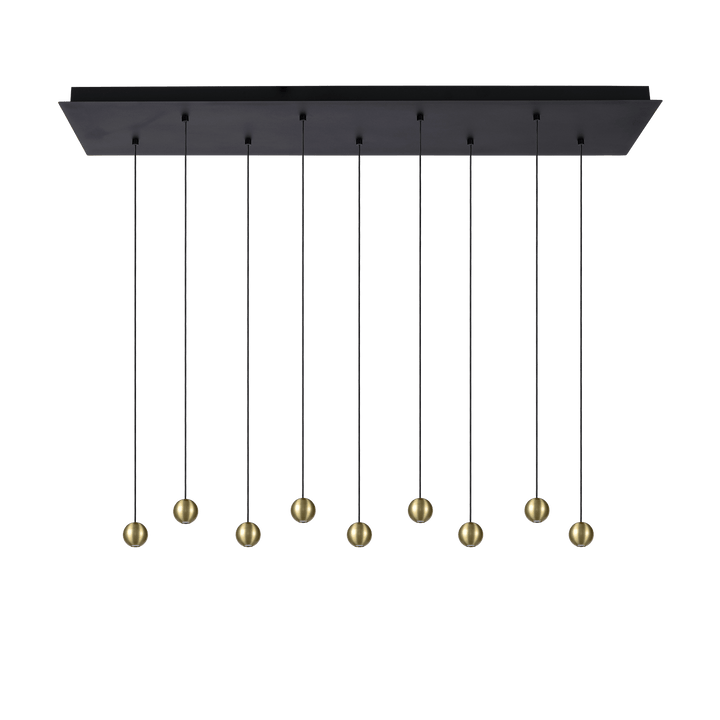 Hanglamp - Balls 9 goud rechthoek