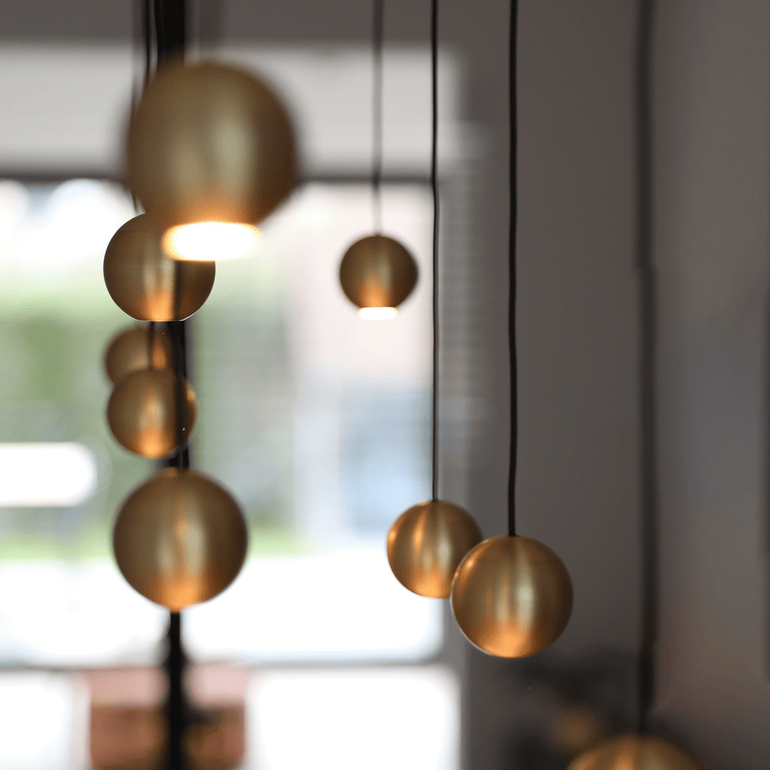 Hanglamp - Balls 9 goud rechthoek