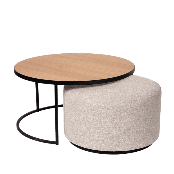 Salontafel Emir naturel + poef Ritz Alpine champagne