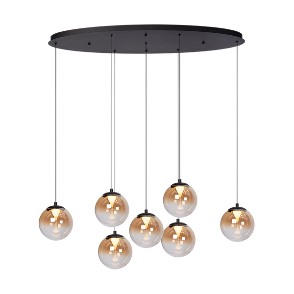 Hanglamp - Monza 7 ovaal zwart