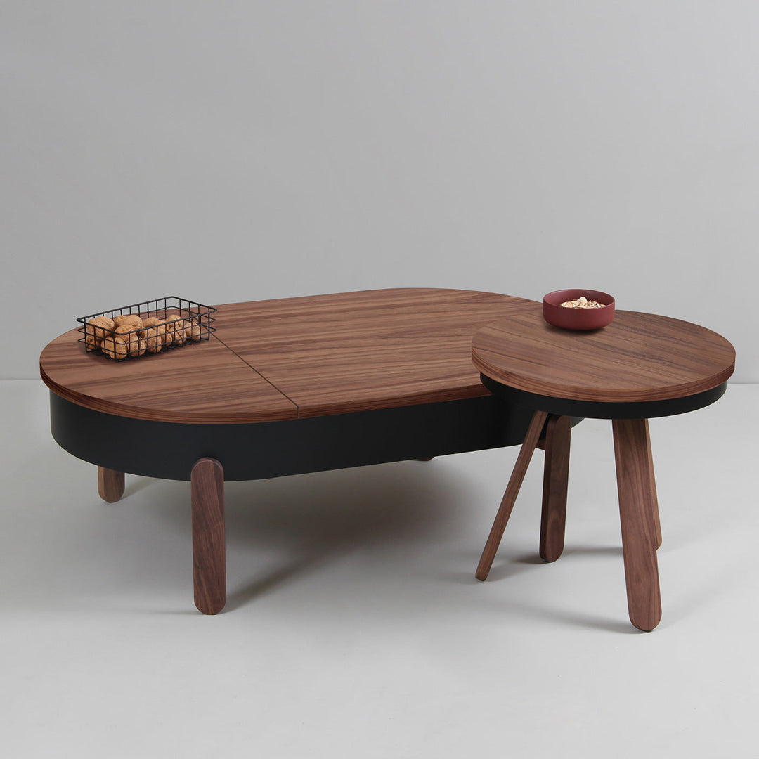 Salontafel set - Batea L+S Walnoot & zwart