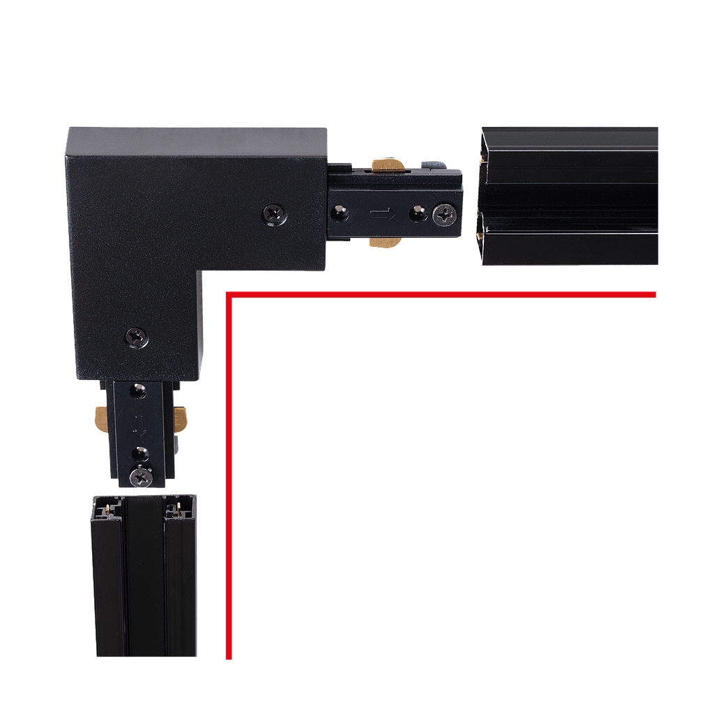 Rail connector - Lex hoek L&R zwart
