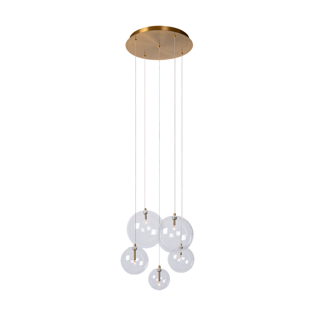 Hanglamp - Camau 5 antique brass