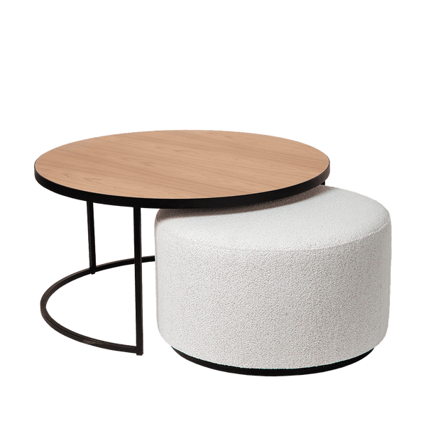 Salontafel Emir naturel + poef Ritz Alpine ivory