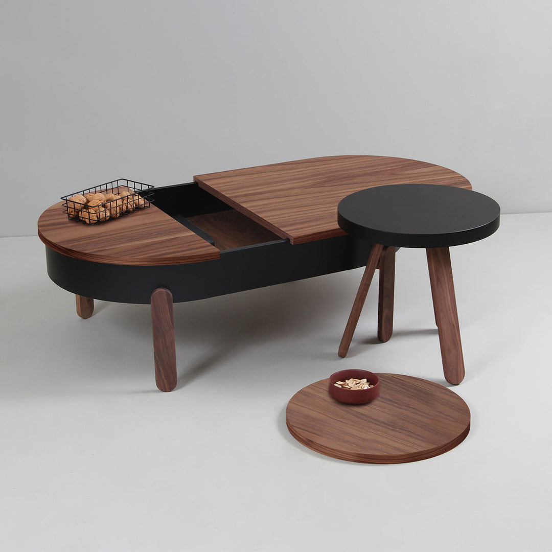 Salontafel set - Batea L+S Walnoot & zwart