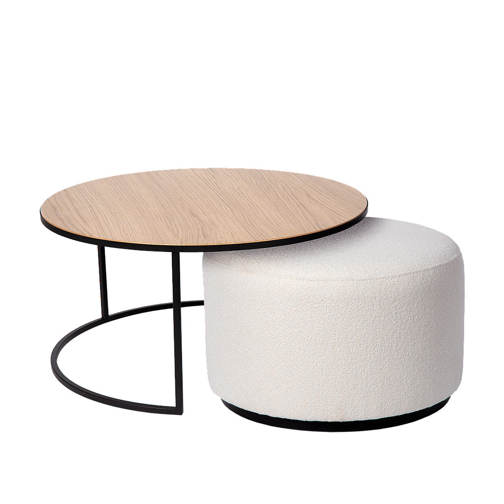 Salontafel Emir naturel + poef Ritz Alpine ivory