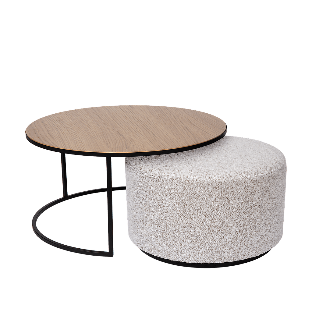 Salontafel Emir naturel + poef Ritz Alpine champagne