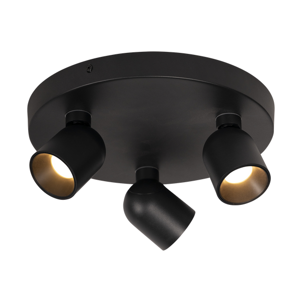 Opbouwspot - Nox 3 rond zwart