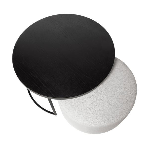 Salontafel Emir zwart + poef Ritz Alpine ivory