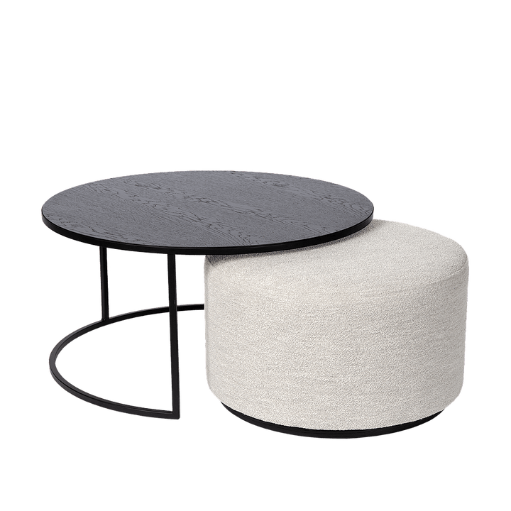 Salontafel Emir zwart + poef Ritz Alpine champagne