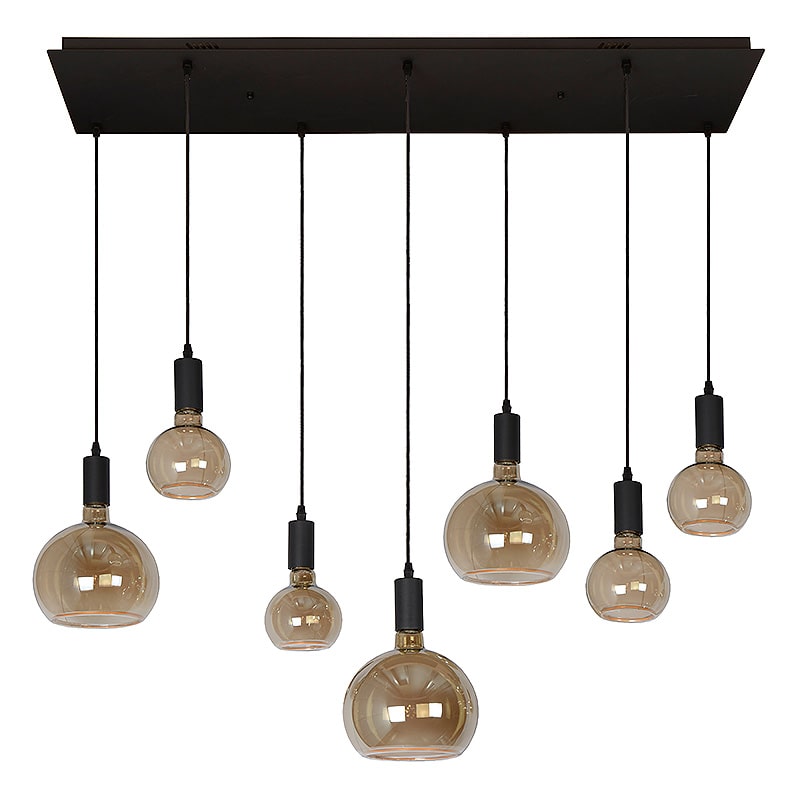 Hanglamp - metaal zwart E27 7 lampen Atmooz Hanoi