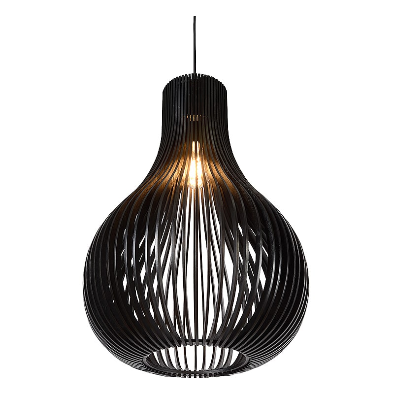 Hanglamp - hout zwart E27 Zita L Atmooz