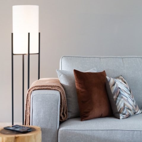 Vloerlamp - zwart metaal E27 linnen kap Atmooz Ruby